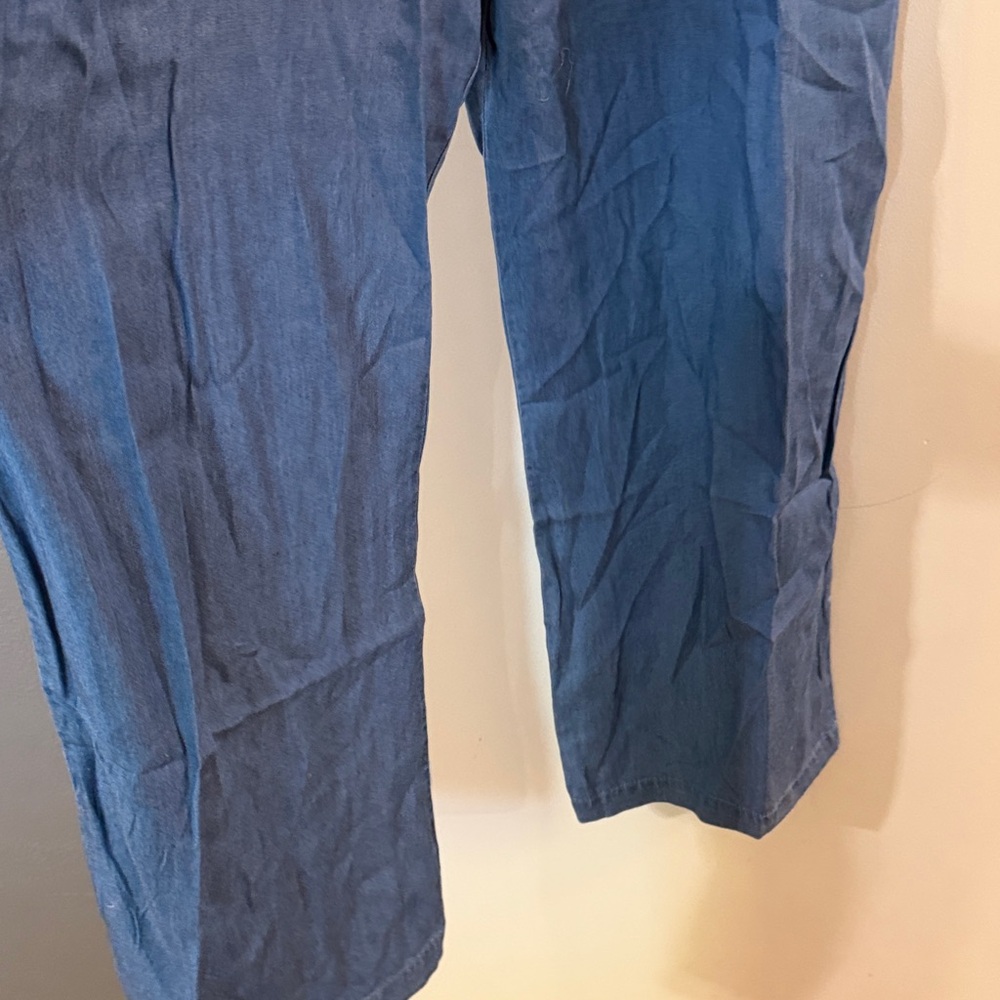 Zenana Outfitters Blue Denim-Style Wide-Leg Overall Jumpsuit - Picture 5 of 11
